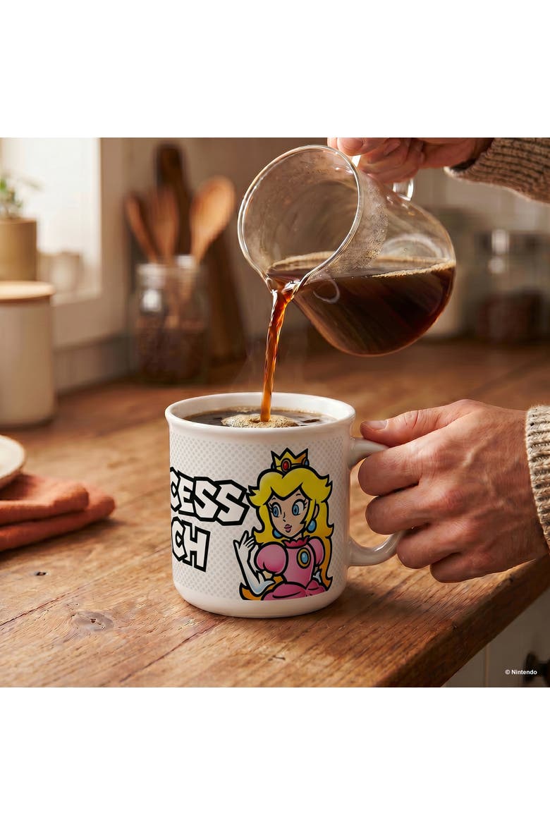 20 oz Super Mario Princess Peach Ceramic Camper Mug, Alternate, color, White