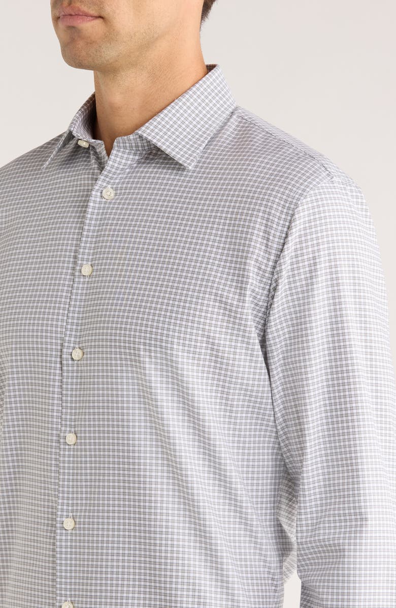 Nordstrom Trim Fit Check Premium Non Iron Cotton Dress Shirt, Alternate, color, Olive- Navy Cline Plaid