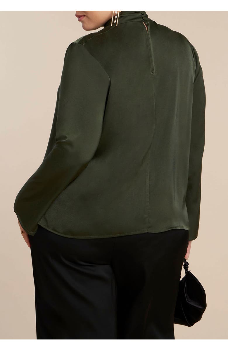 ELOQUII High Neck Drape Top, Alternate, color, Dark Forest Green