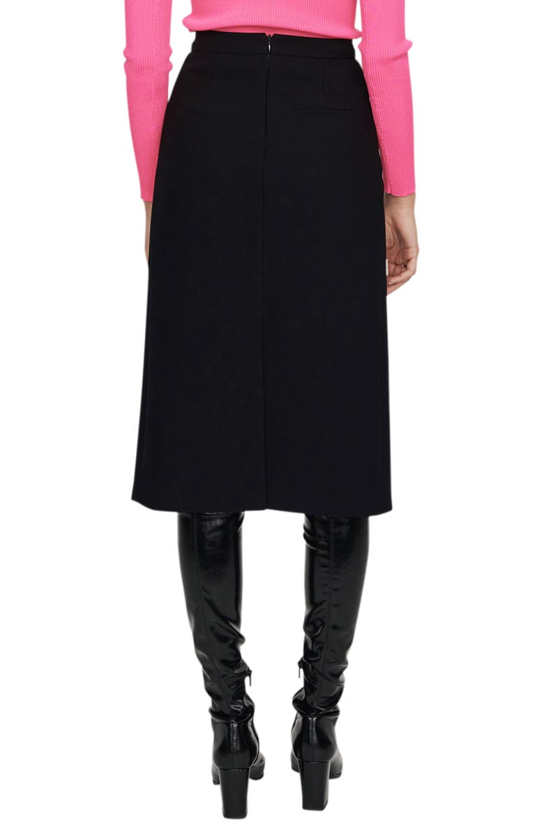 maje Jeanne Calf-Length Split Pencil Skirt, Alternate, color, 