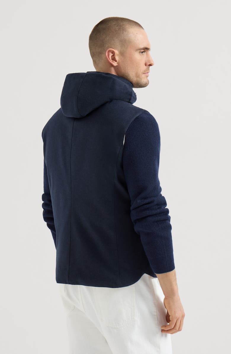 Brunello Cucinelli Flannel down vest, Alternate, color, Navy Blue