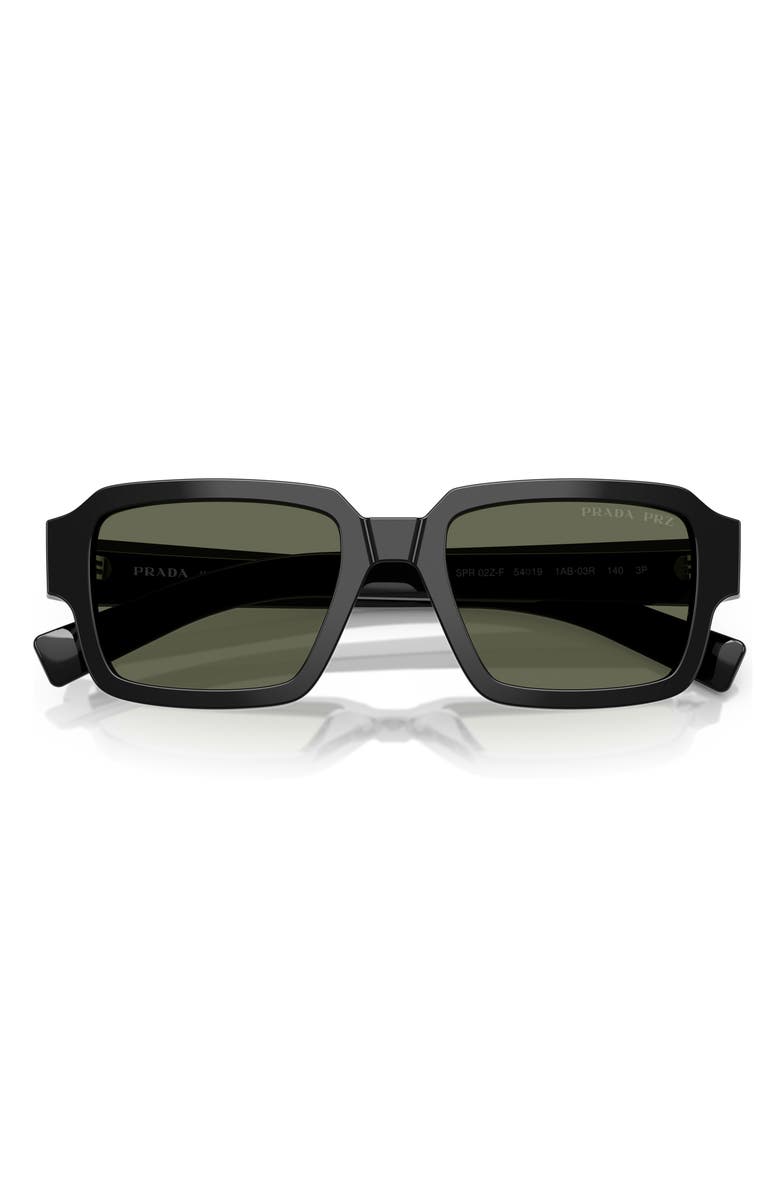 Prada 54mm Polarized Square Sunglasses, Alternate, color, Black