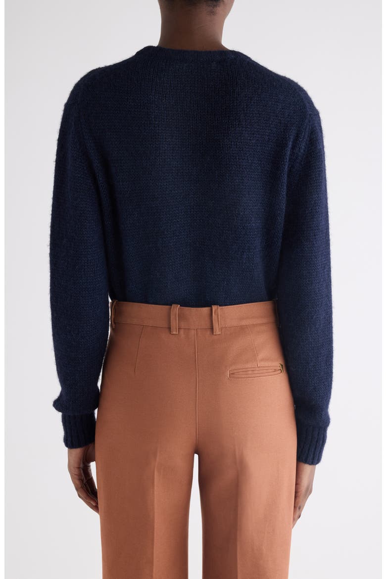 Raised Logo Alpaca & Silk Sweater, Alternate, color, NAVY