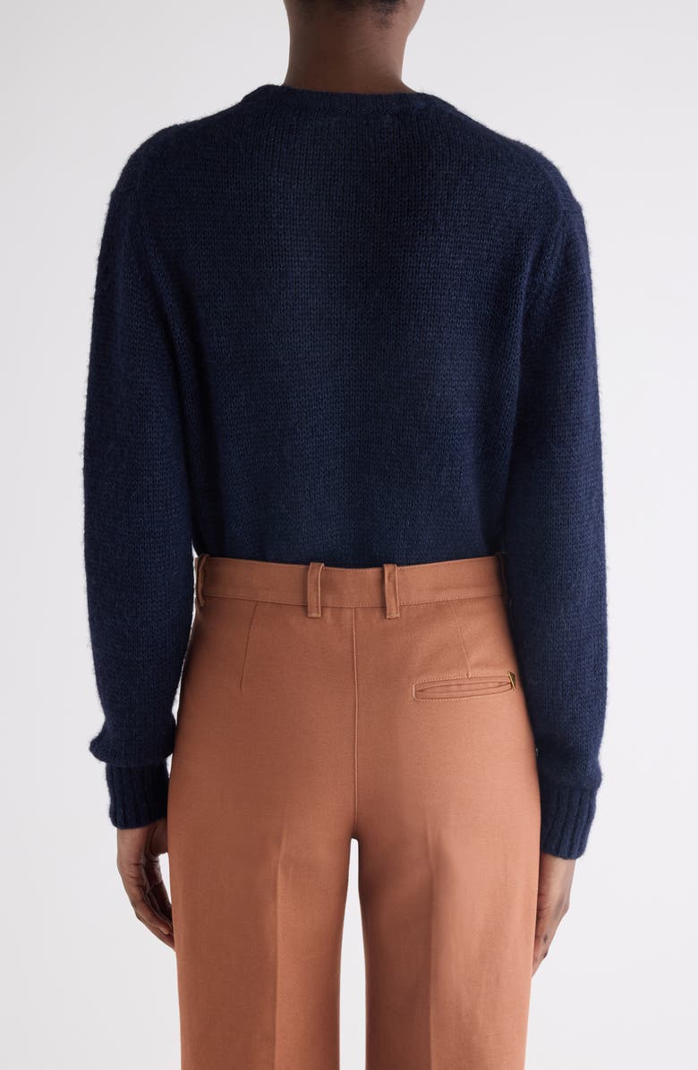 Chloé Raised Logo Alpaca & Silk Sweater, Alternate, color, Navy