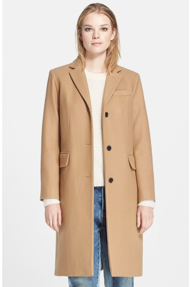 'Hiro' Felt Car Coat, Main, color, TEAKWOOD