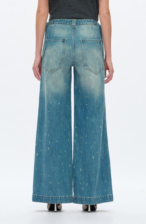 Bayeas Distressed Low Rise Wide Leg Jeans In Blue
