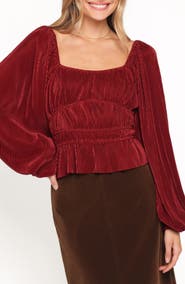 Petal & Pup Ceppia Plissé Long Sleeve Top