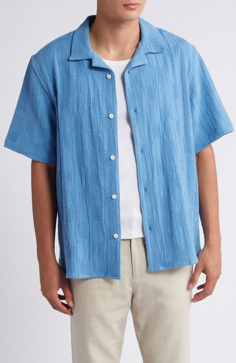Wax London Didcot Relaxed Fit Patchwork Cotton Camp Shirt, Main, color, 