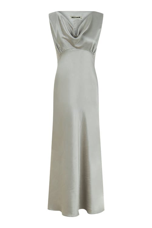 Shop Nocturne Cowl Neck Maxi Dress In Mink