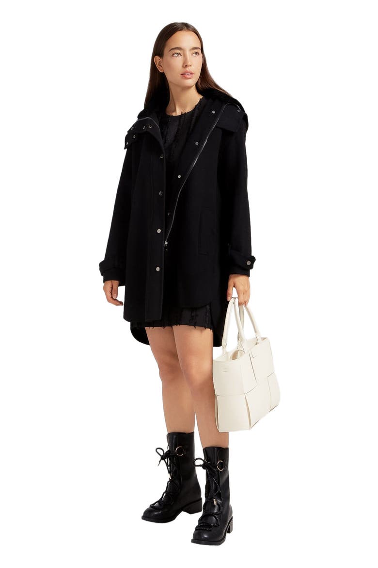 Heavy Hearted Detachable Hooded Coat, Alternate, color, Black