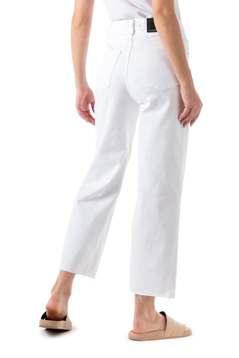 Savannah High Waist Raw Hem Crop Wide Leg Jeans, Alternate, color, WHITE