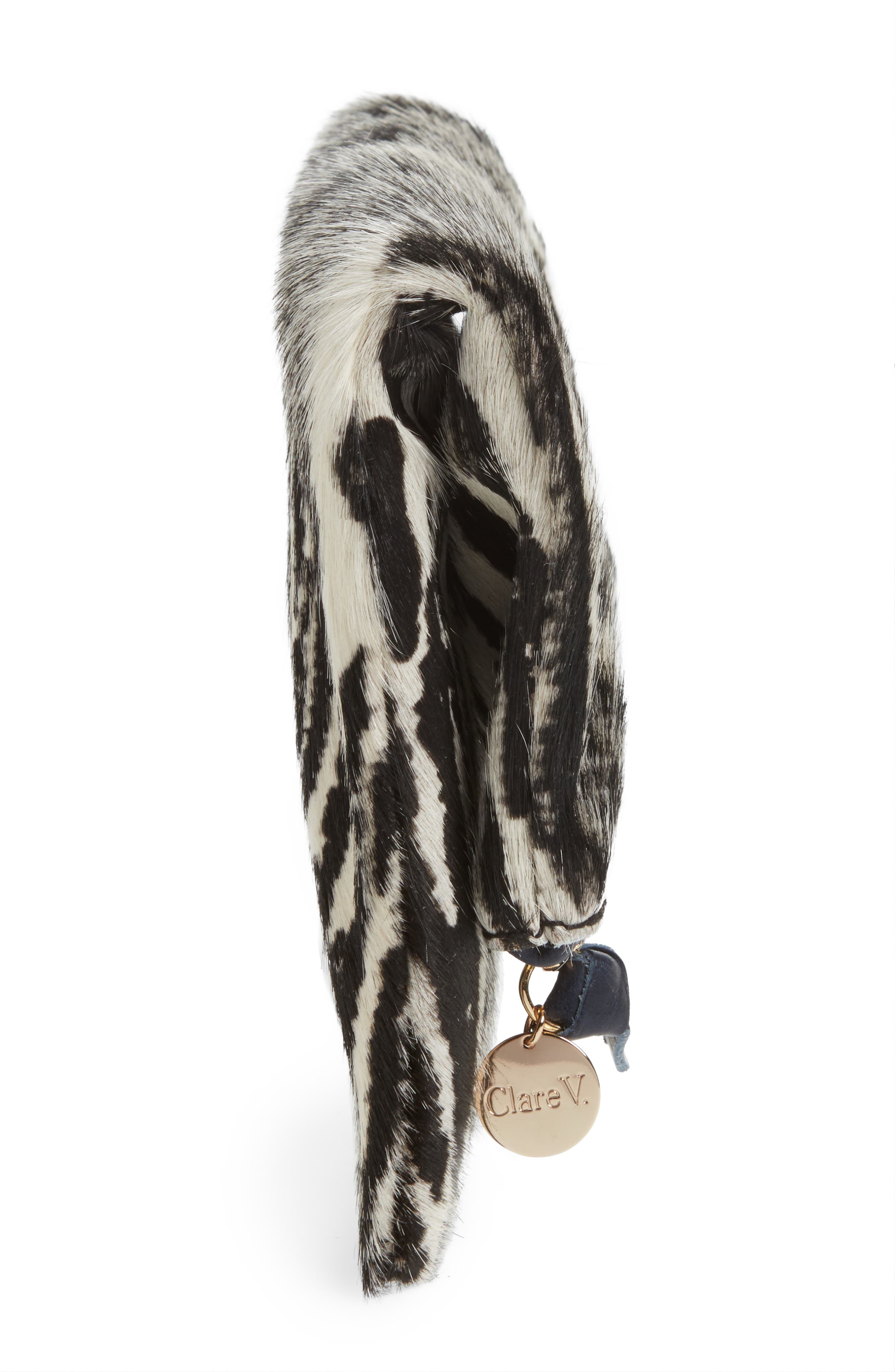 Zebra Print Genuine Calf Hair Foldover Clutch, Alternate, color, ZEBRA HAIR ON