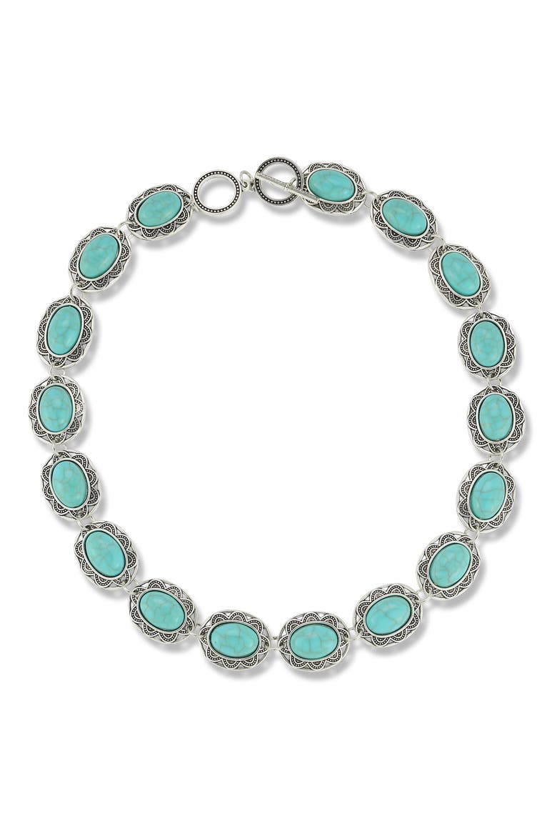 Faux Turquoise Necklace, Alternate, color, SILVER