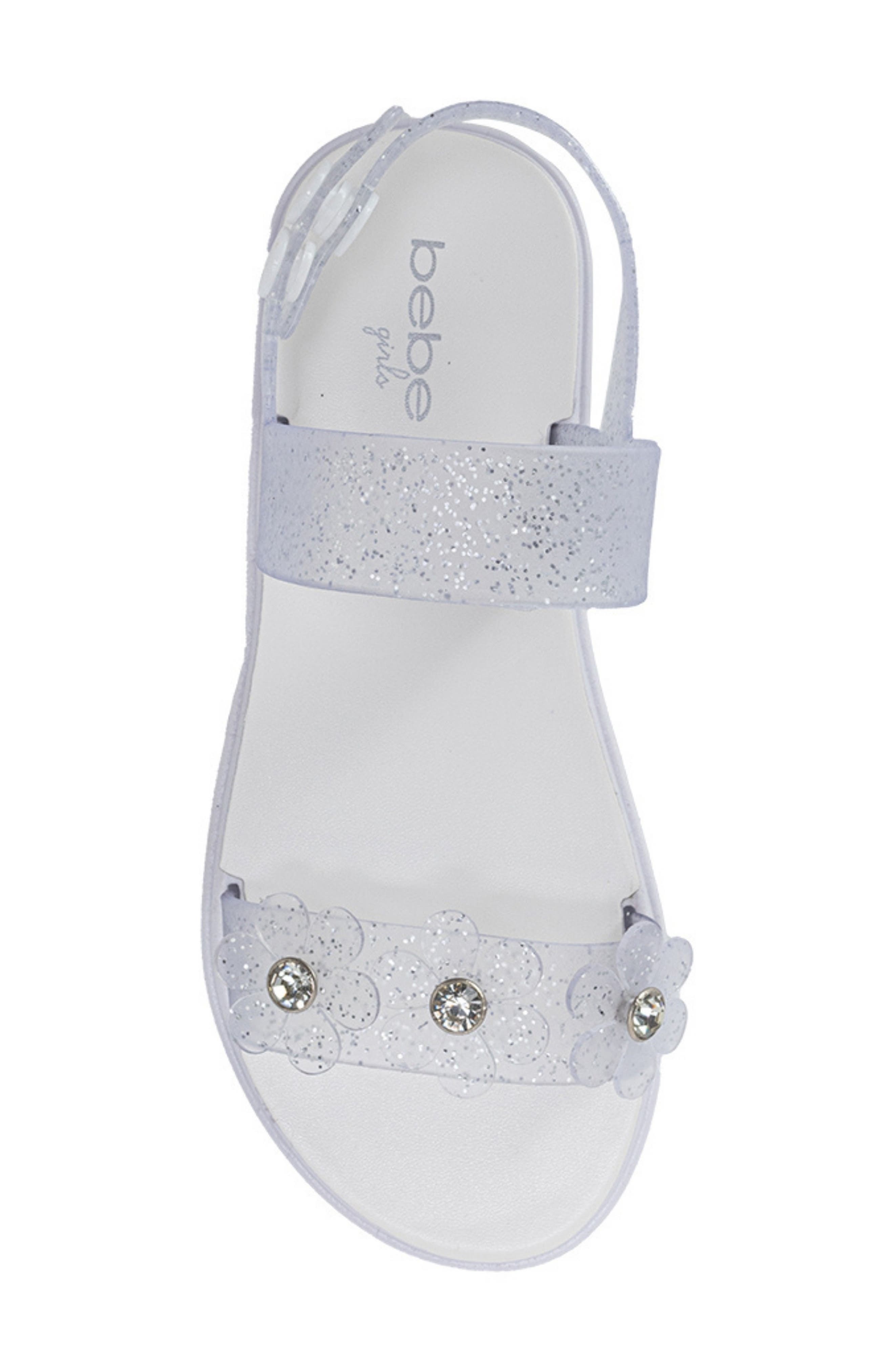 bebe Mimi 3D Flower Sandal, Alternate, color, Clear