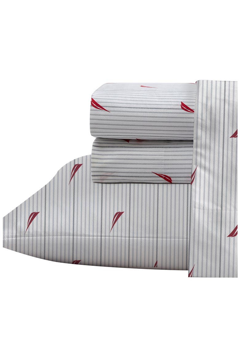 Audley Stripe Sheet Set, Alternate, color, RED/ GREY