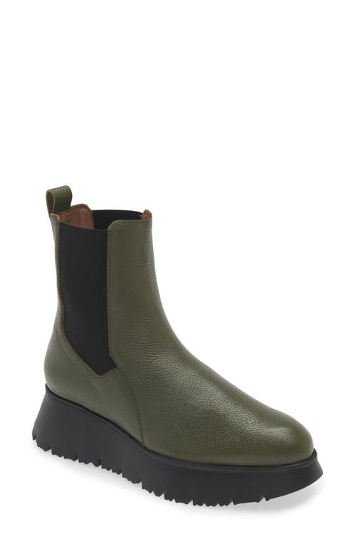 Wonders Platform Chelsea Boot in Algae Tumbled Leather 