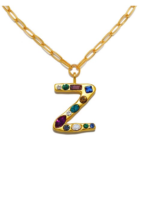 Emilie Crystal Initial Pendant Necklace