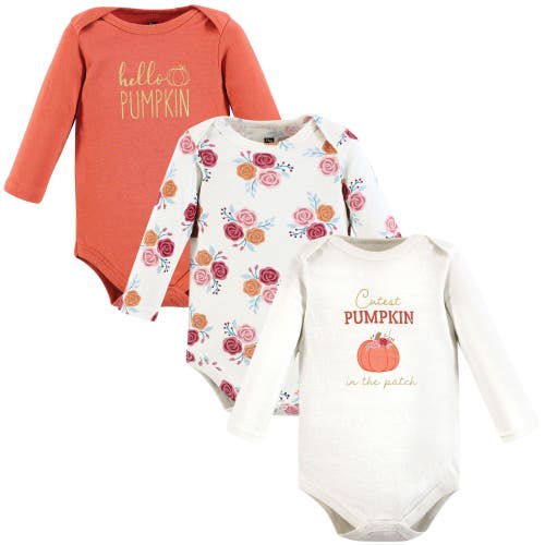 Hudson Baby Infant Breathable Cotton Long-sleeve Bodysuit Bundle 3 Count In Multi