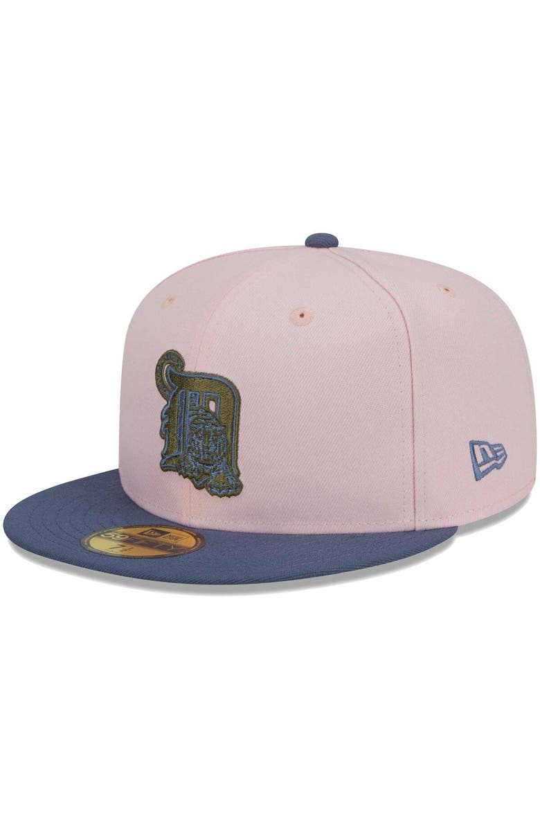 New Era Men's New Era Pink/Blue Detroit Tigers  Olive Undervisor 59FIFTY Fitted Hat, Alternate, color, 