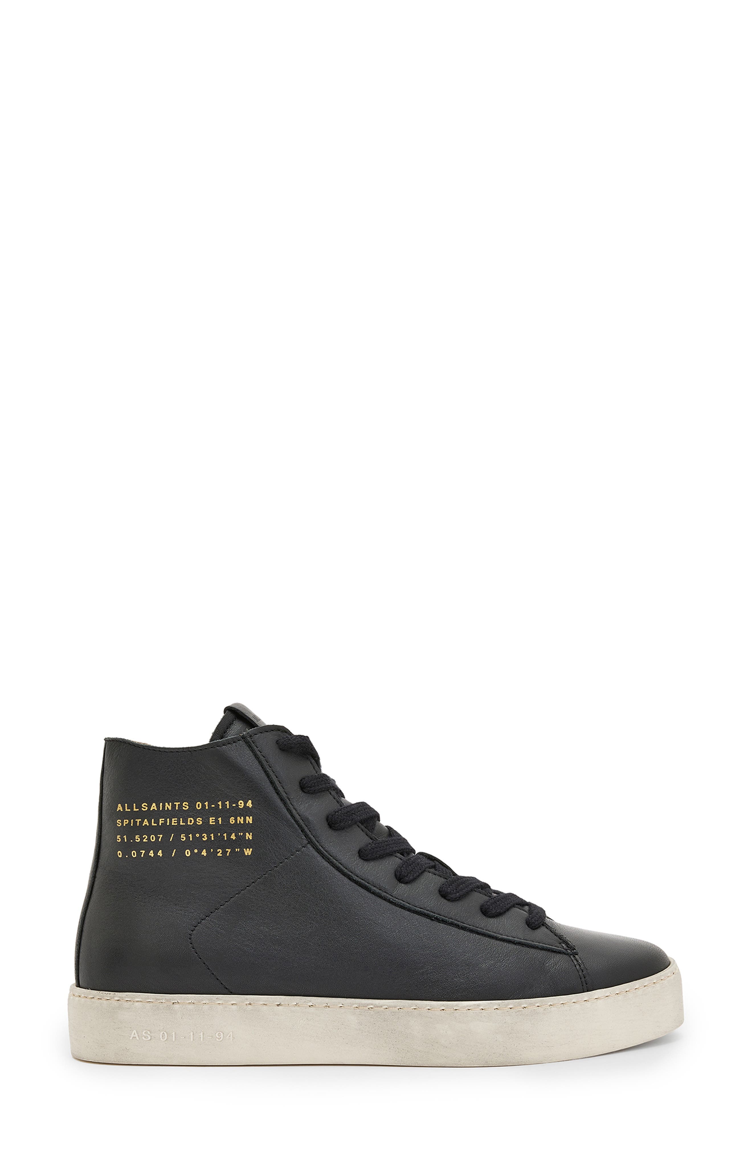 AllSaints Tana High Top Sneaker, Alternate, color, Black