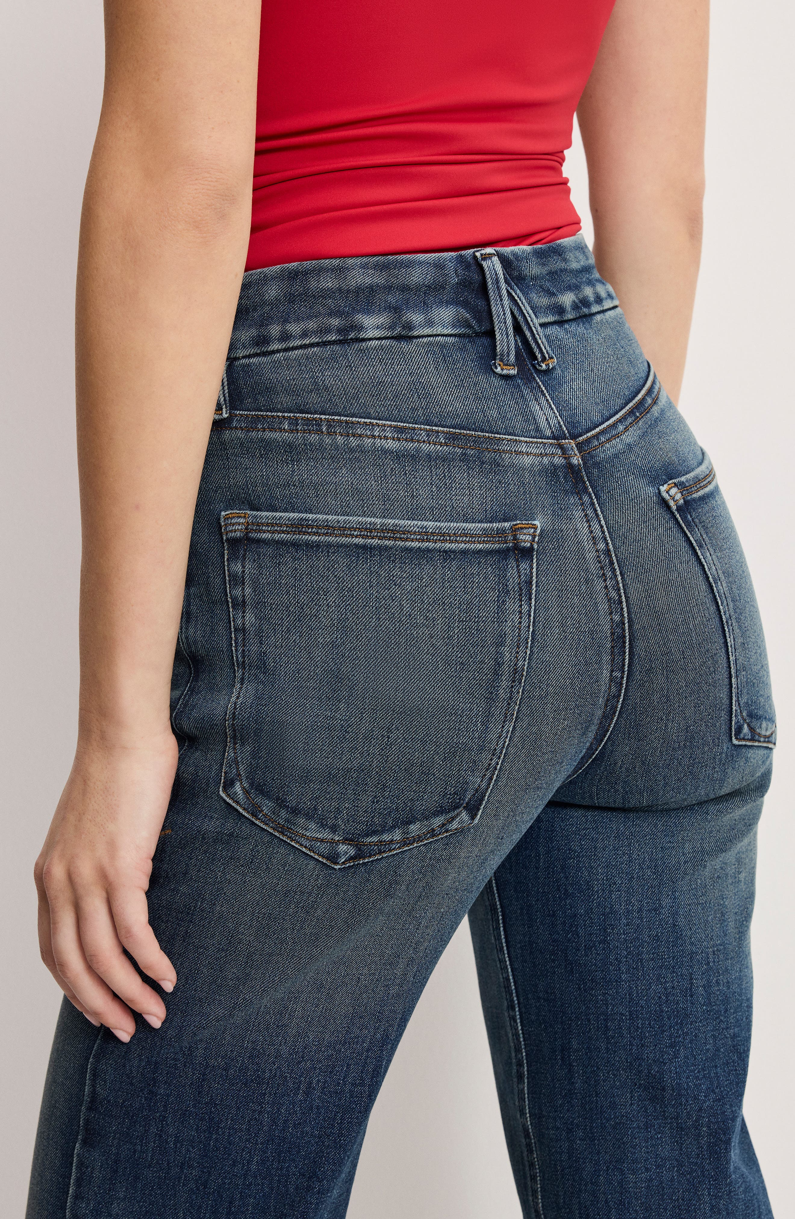 Good American Soft-Tech Good True Relaxed Straight Leg Jeans (Women ...