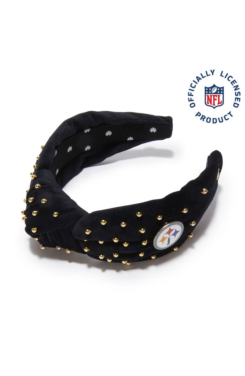 Lele Sadoughi Pittsburgh Steelers Embellished Knotted Headband, Main, color, Jet 001