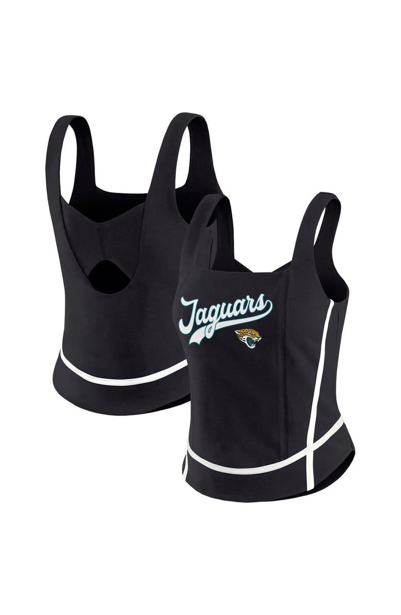 WEAR by Erin Andrews Women's WEAR by Erin Andrews Black Jacksonville Jaguars Square Neck Tank Top, Alternate, color, Black