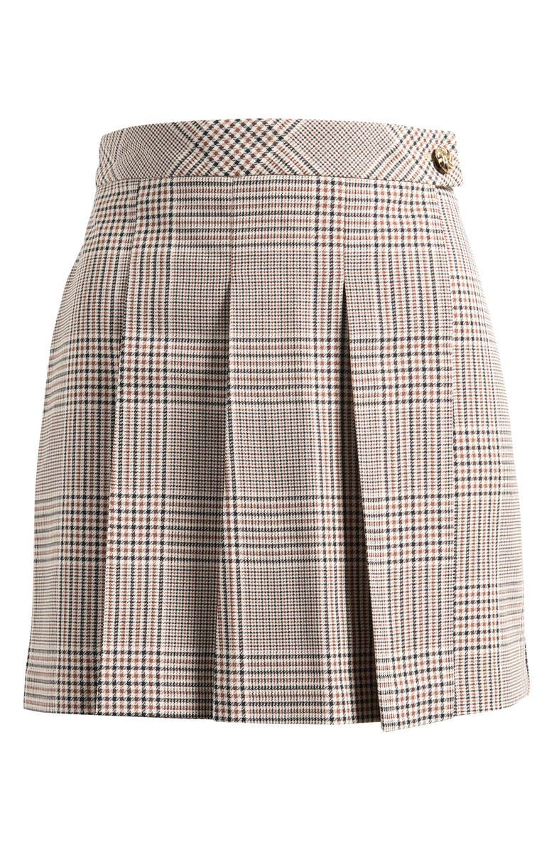 Friends Like These Pleated Check Miniskirt, Alternate, color, Brown
