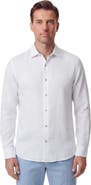 Lords of Harlech Uomo Solid Long Sleeve Fine Linen Shirt