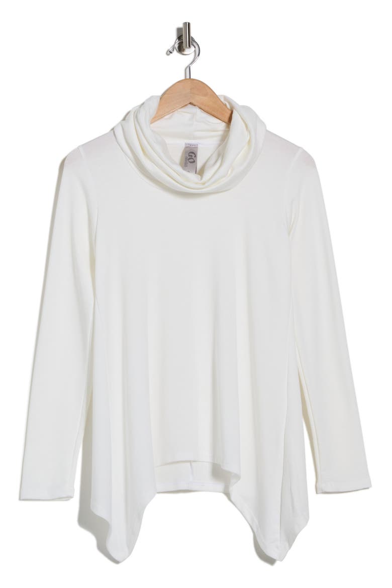 Cowl Turtleneck Asymmetric Sweater, Alternate, color, WHITE