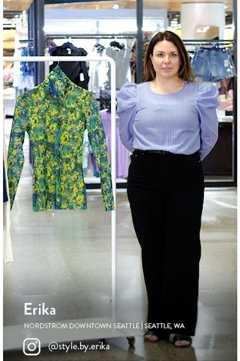 Print Fitted Mesh Turtleneck Pullover video