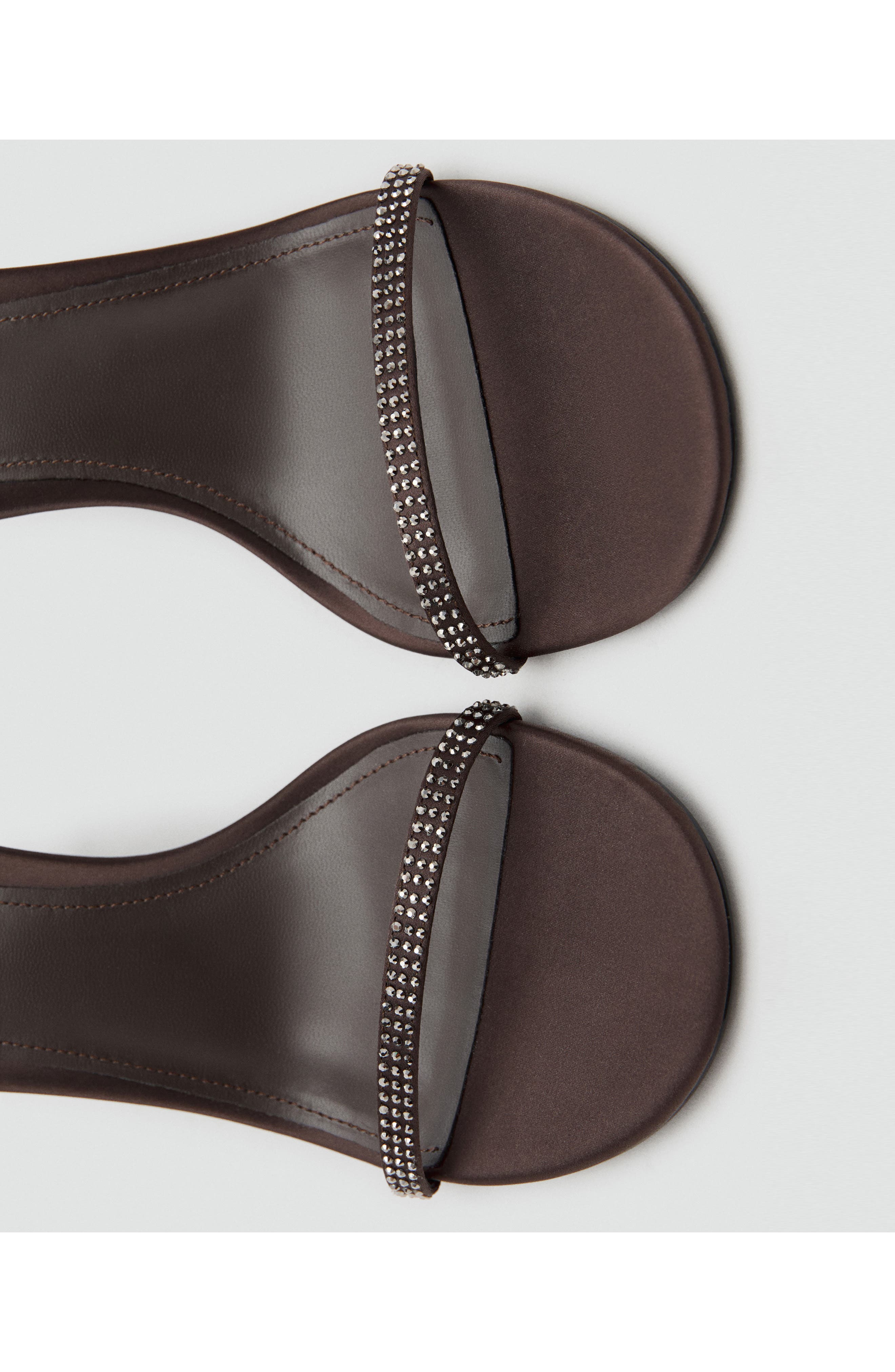 MANGO Embellished Ankle Strap Sandal, Alternate, color, Brown