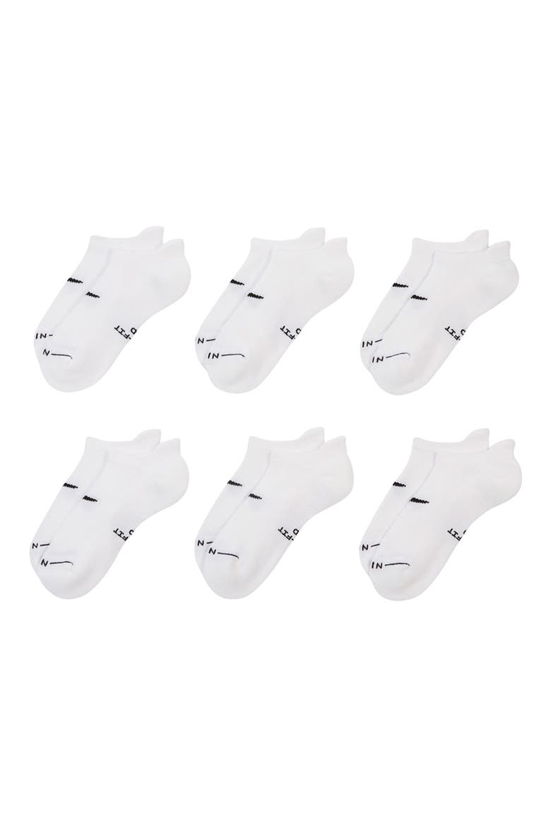 Assorted 6-Pack Dri-FIT Cushioned No-Show Socks, Main, color, WHITE/WHITE