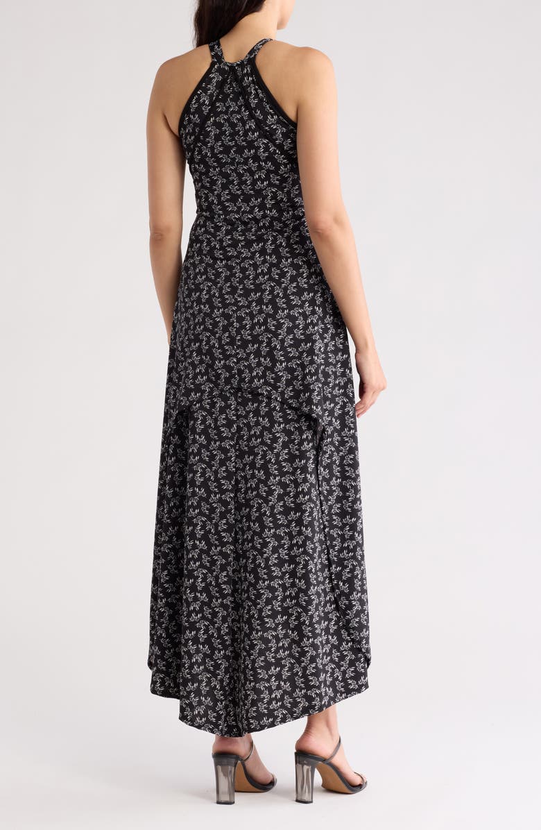 GO COUTURE Choker Neck Midi Sundress, Alternate, color, Black