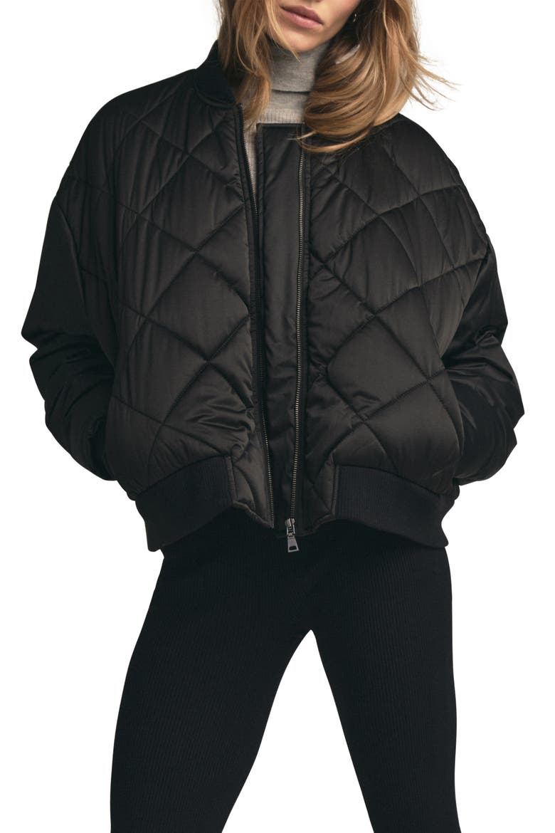 The Favorite Quilted Bomber Jacket, Main, color, BLACK/BLACK
