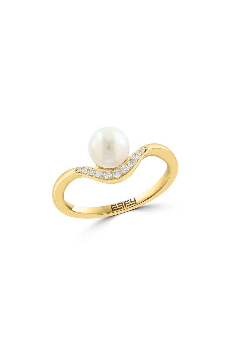 Diamond & Freshwater Pearl Ring, Main, color, WHITE