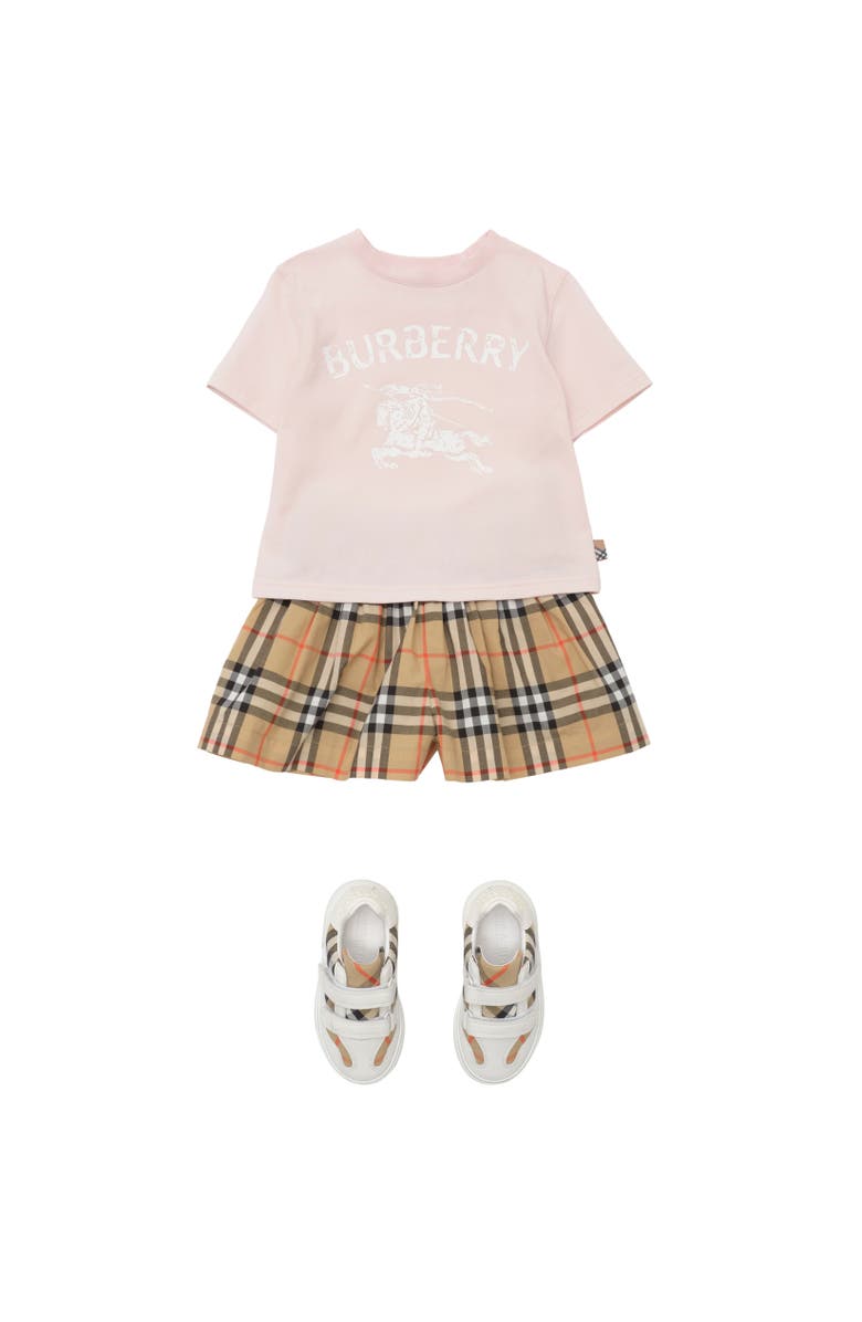 Burberry Check Cotton Shorts, Alternate, color, Sand Beige