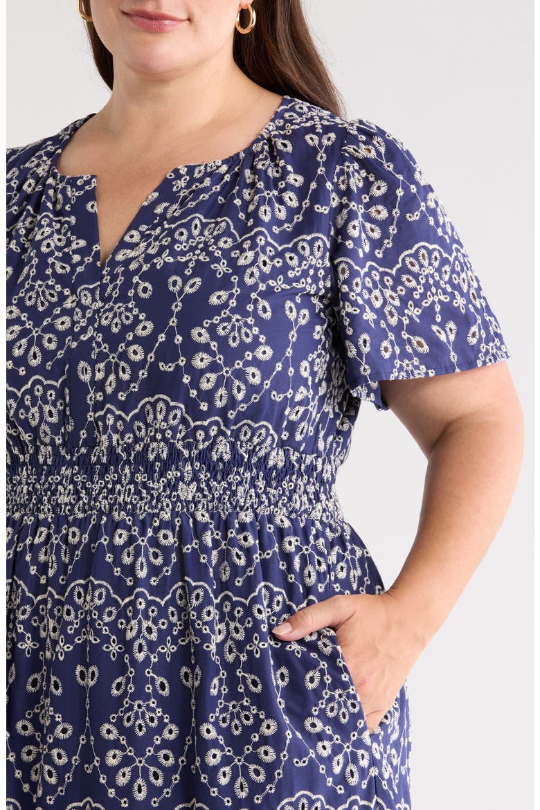 Viridiana Tiered Floral Eyelet Maxi Dress, Alternate, color, DENIM BLUE