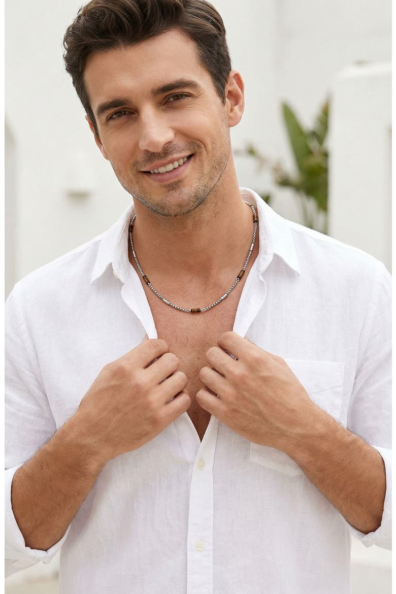 Colton Beaded Chain Necklace, Alternate, color, SILVER