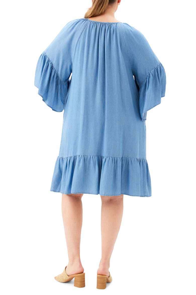 Ruffle Hem Chambray Dress, Alternate, color, CHAMBRAY