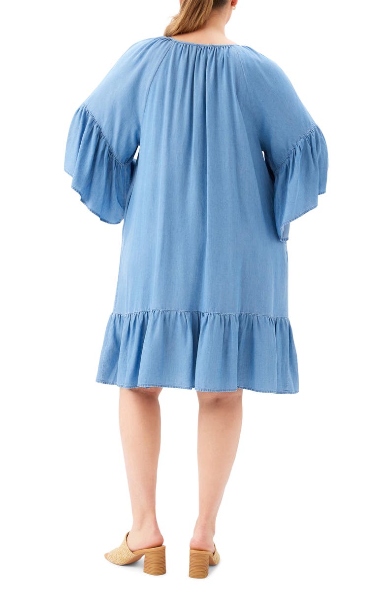 Karen Kane Ruffle Hem Chambray Dress, Alternate, color, Chambray