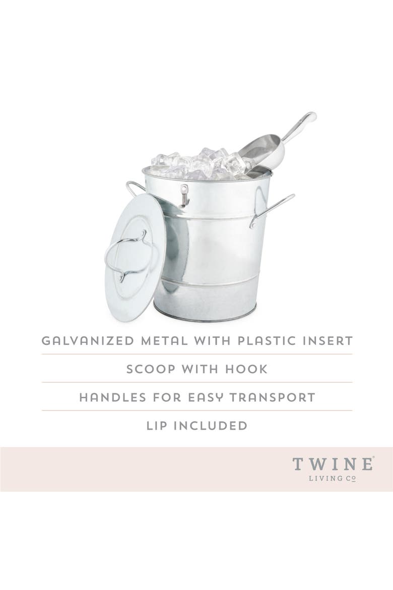 Galvanized Metal Ice Bucket with Scoop, Alternate, color, Silver