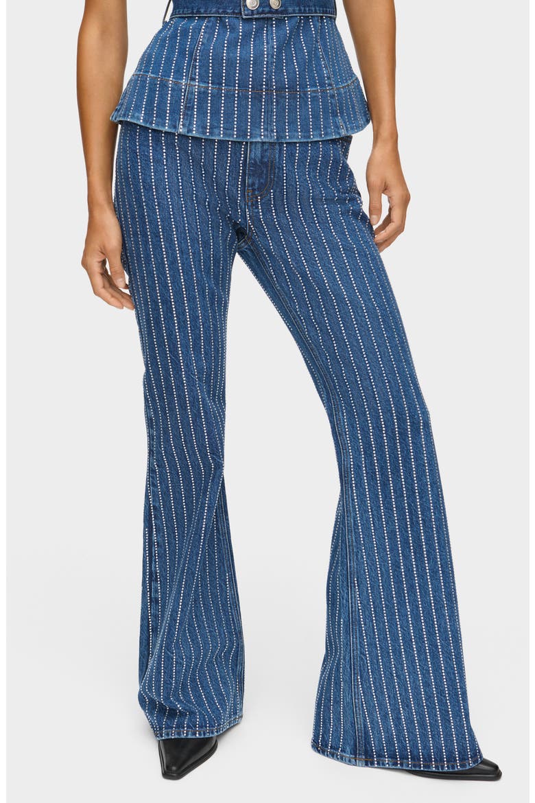 Diamante Flare Jeans, Main, color, MID BLUE