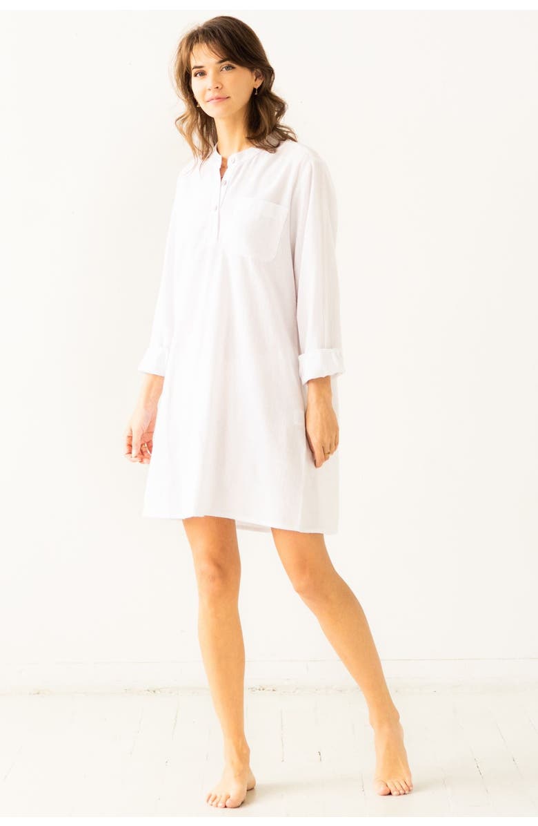 SALUA Flannel Sleep Shirt, Main, color, White