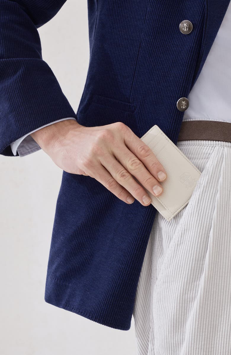 Brunello Cucinelli Calfskin card case, Alternate, color, Ivory