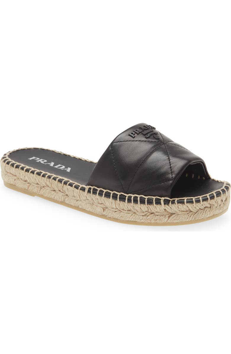 Prada Quilted Leather Slide Sandal, Main, color,