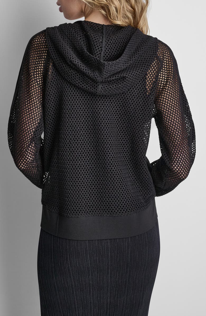 DKNY Open Stitch Hoodie, Alternate, color, Black