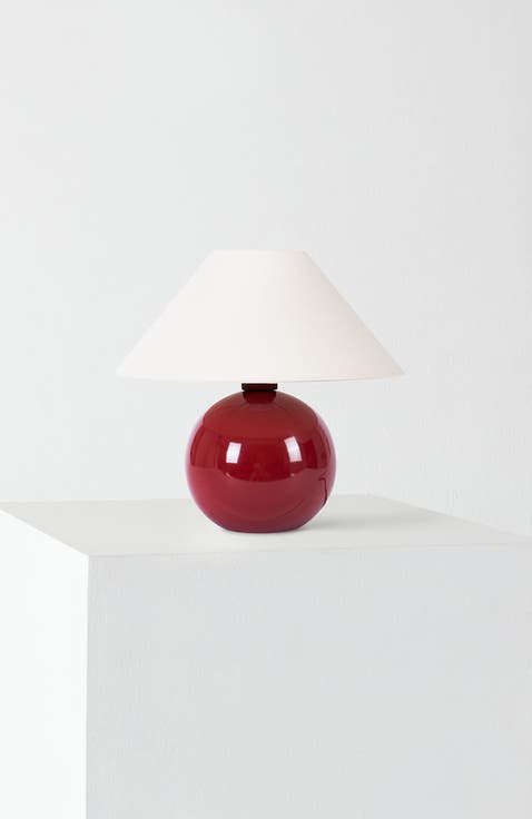 Fiona 11" Round Ceramic Coastal LED Bedside Table Lamp with Classic Empire Shade