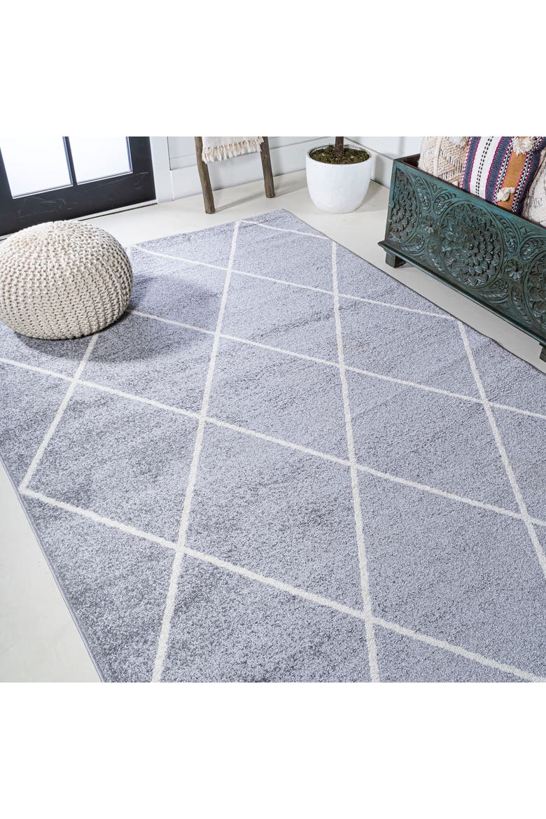 Cole Minimalist Diamond Trellis Area Rug, Alternate, color, Light Gray/White