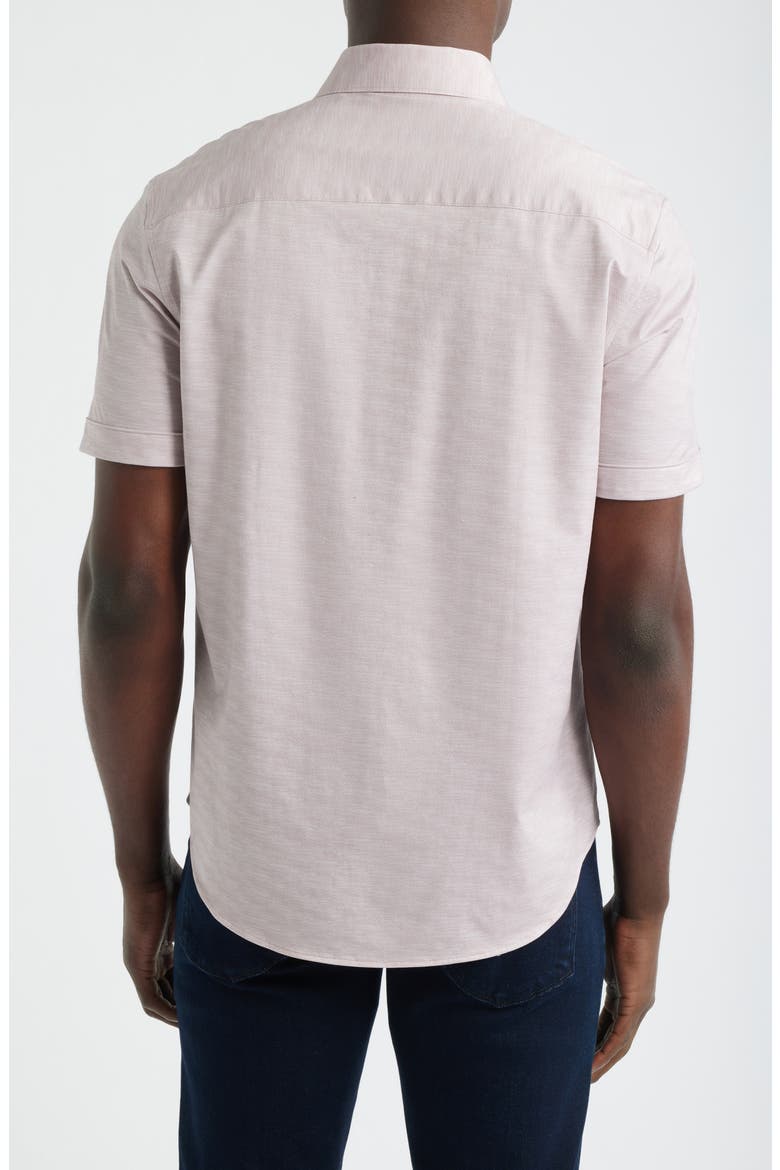 Miles OoohCotton® Herringbone Print Short Sleeve Button-Up Shirt, Alternate, color, WOOD ROSE